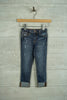 BE1827KG Girls Skinny Fit Raw Edge Roll Up Jeans