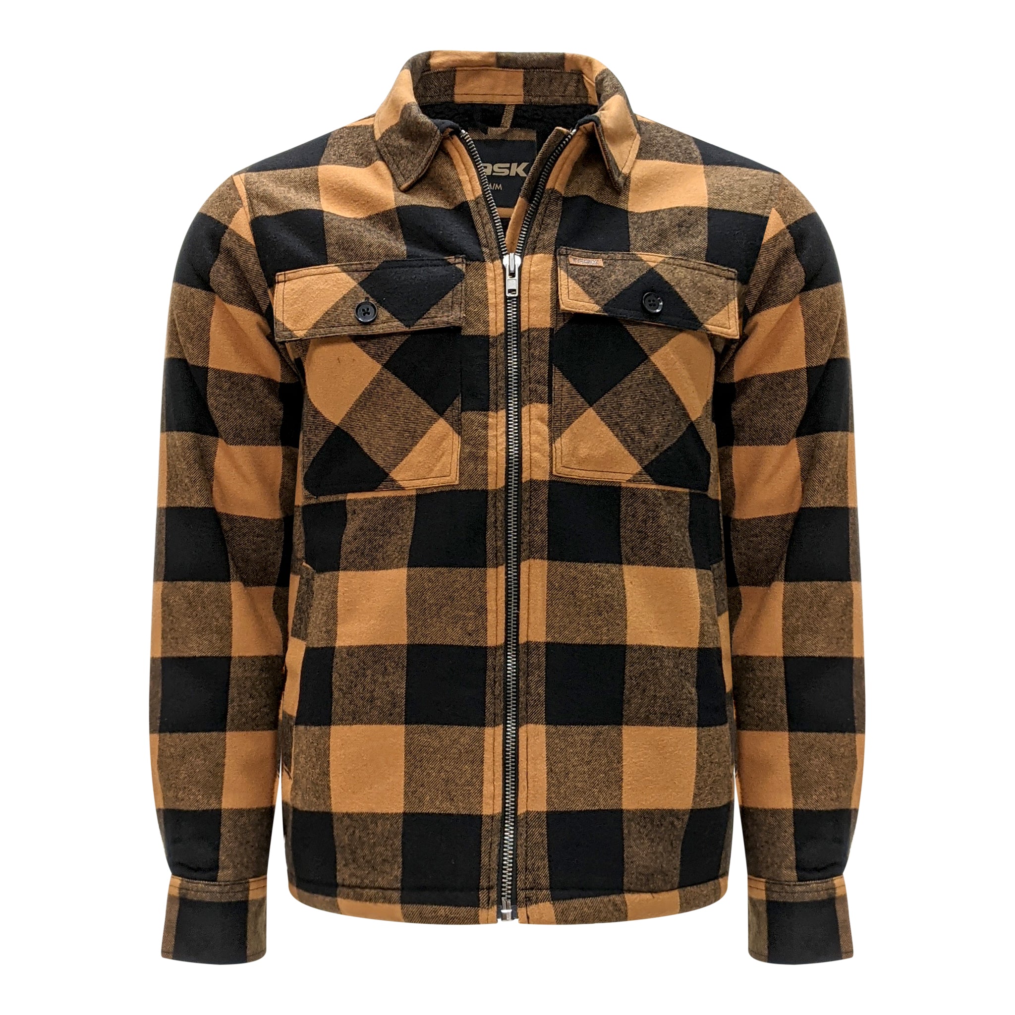 Men’s Sherpa Lined Flannel Jacket with Zip Closure