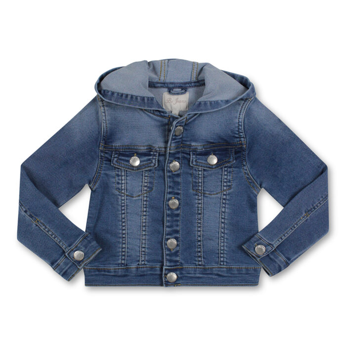 Girls Knit Denim Jacket with Hood